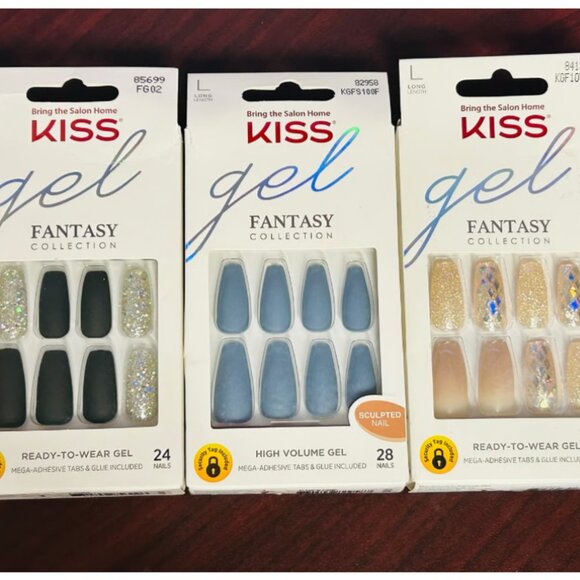 Kiss 3 sets of gel fantasy collection nails - Picture 1 of 4